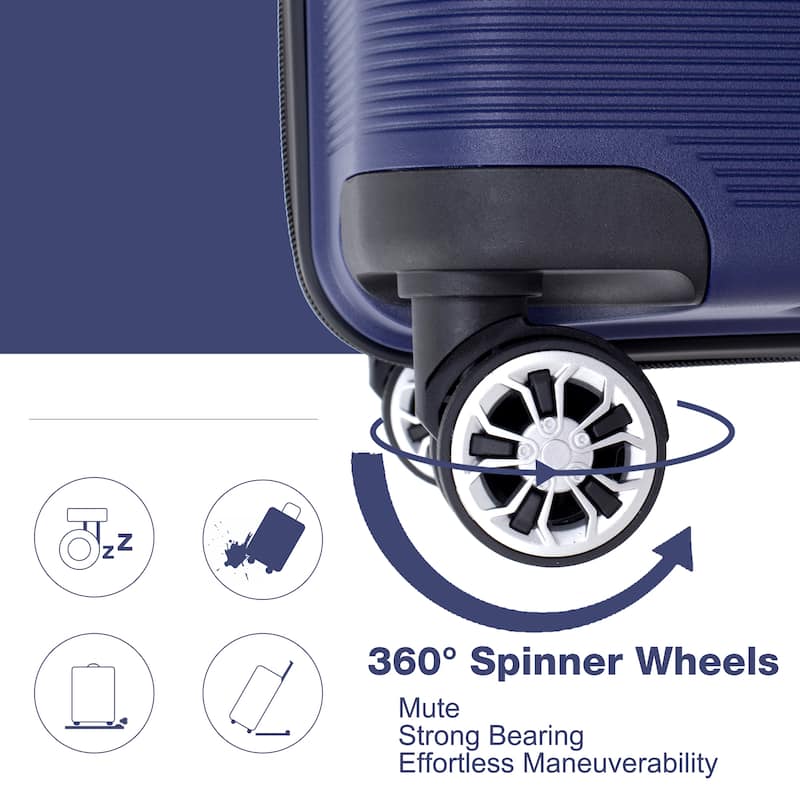 20" Luggage Carry On Spinner Suitcase Set Lightweight Durable Hardside